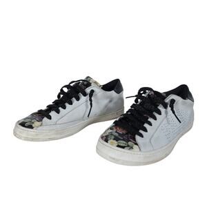P448 Womens Sneakers EU 39 Floral Leather Low Rise Lace Up Boho Casual Shoes